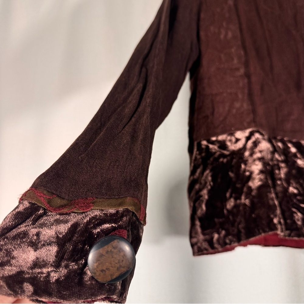 Vintage Neil & David Brown Mixed Fabric Jacket with Velvet Trim - Picture 5 of 9